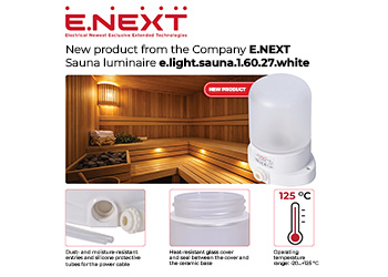 New product from the company E.NEXT: Sauna luminaire e.light.sauna.1.60.27.white